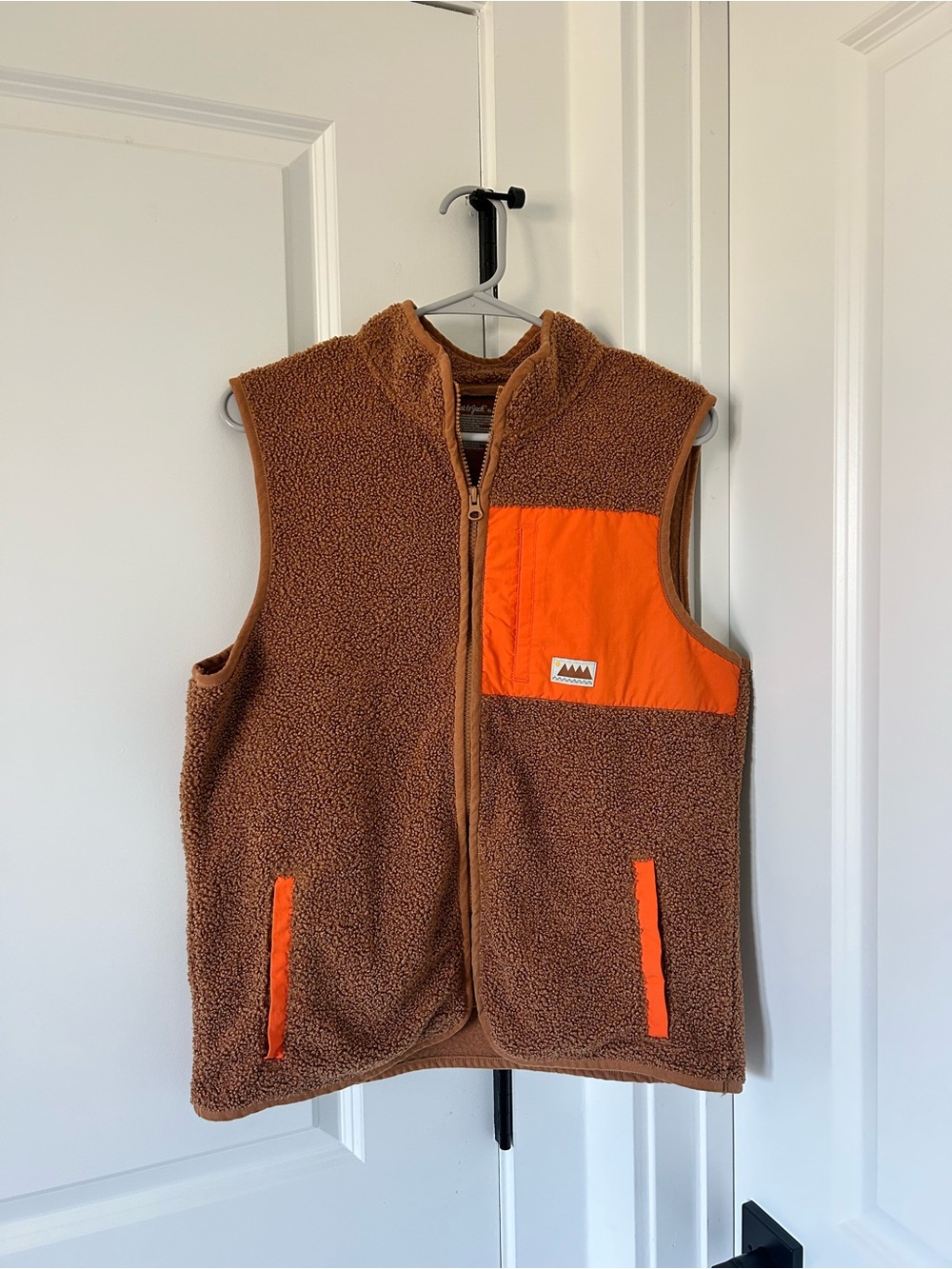 Brown & Orange Sherpa Fleece Vest - kids